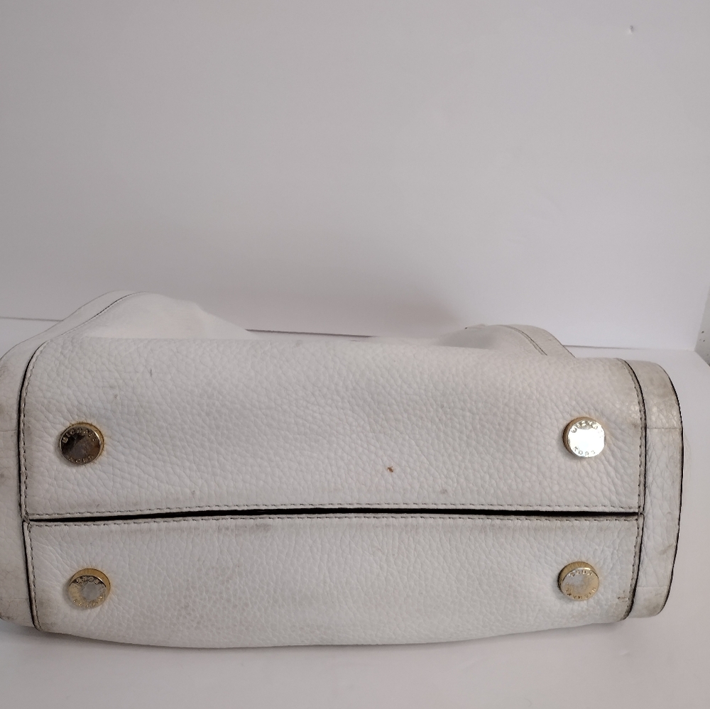 Michael Kors Newbury Leather Shoulder Bag Gold Chain Handles Off White - Picture 7 of 10